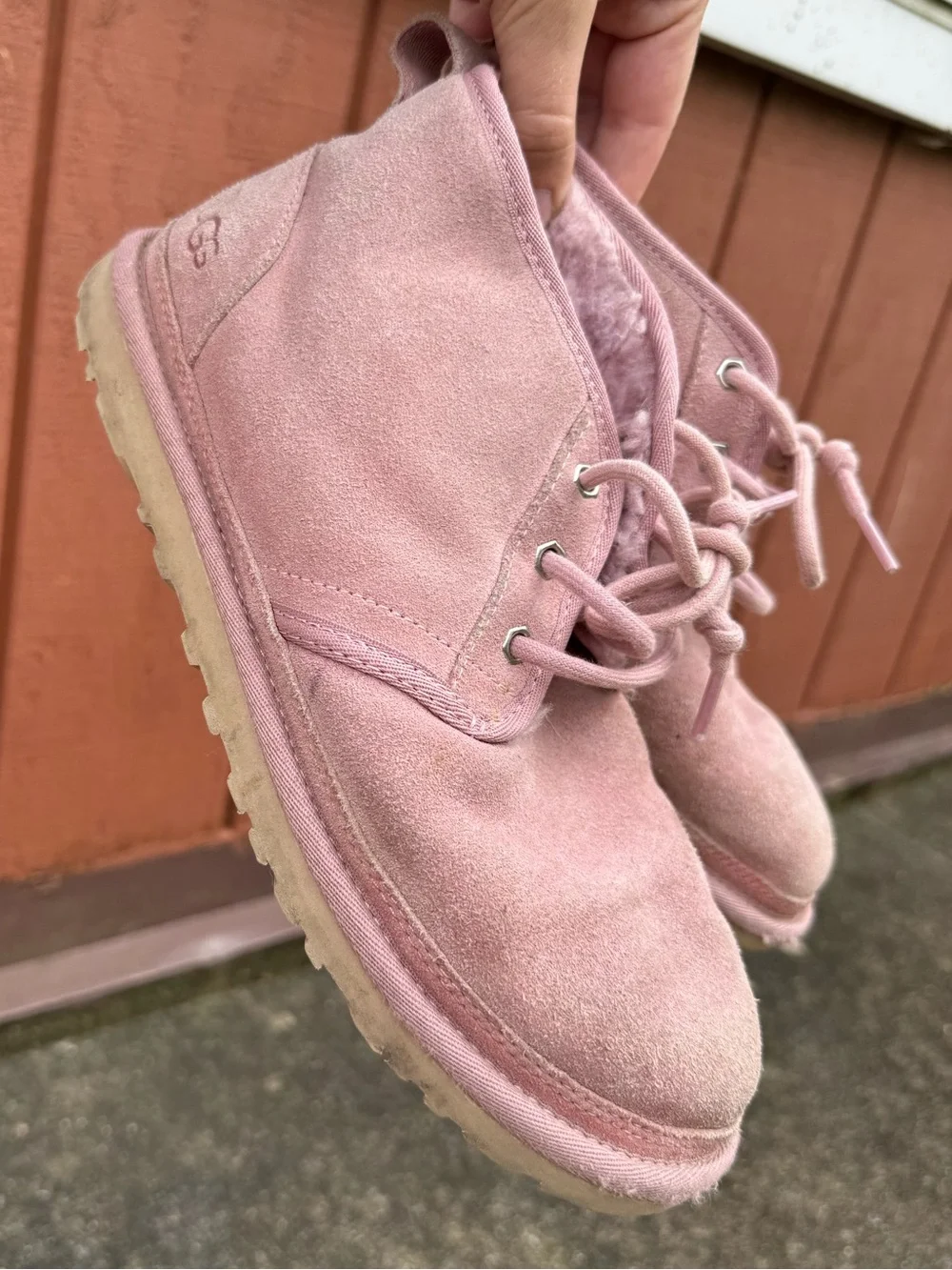 UGG Kids Blush Pink Suede Ankle Boots